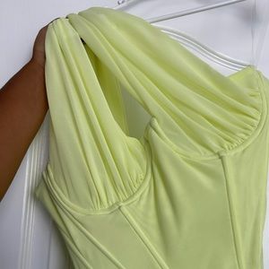 House of CB yellow corset one shoulder dress